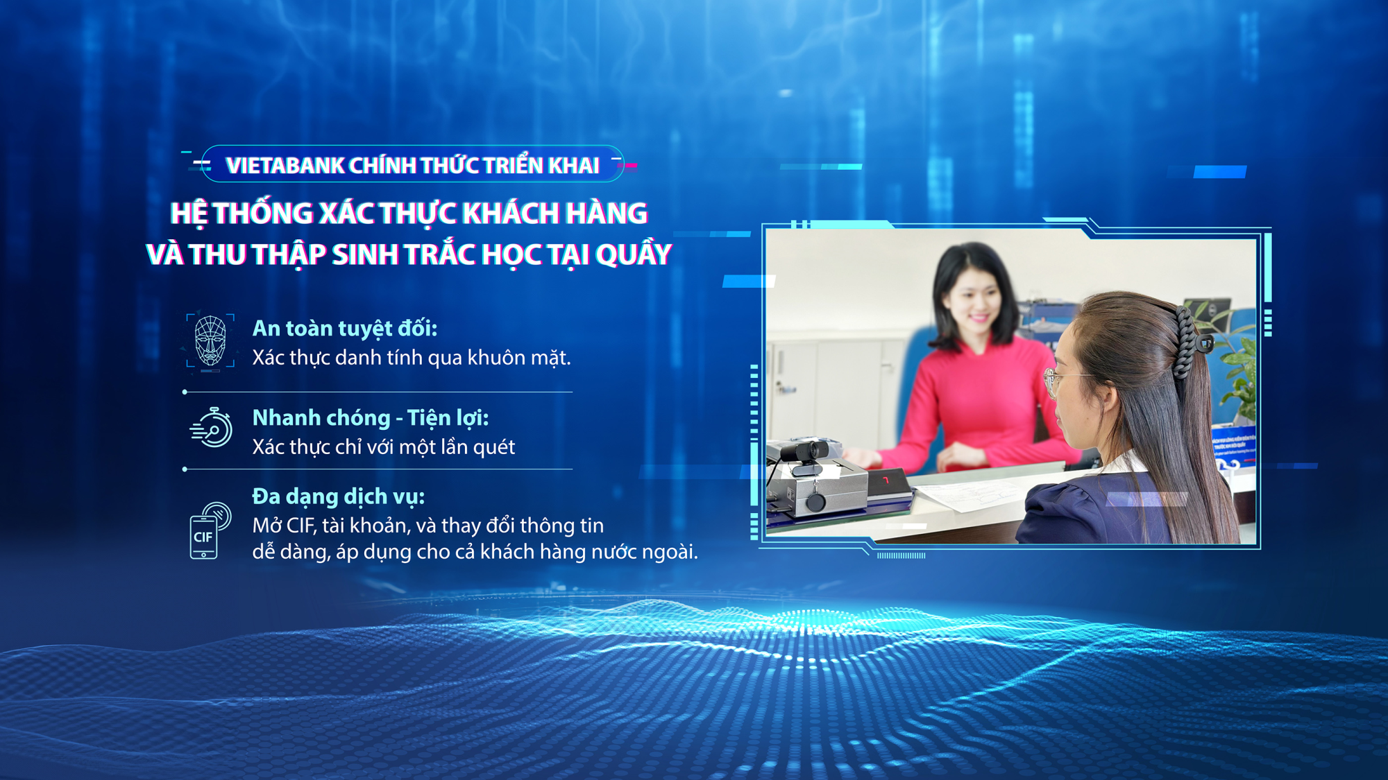 VIETABANK CHÍNH THỨC TRIỂN KHAI HỆ THỐNG XÁC THỰC KHÁCH HÀNG VÀ THU THẬP SINH TRẮC HỌC TẠI QUẦY